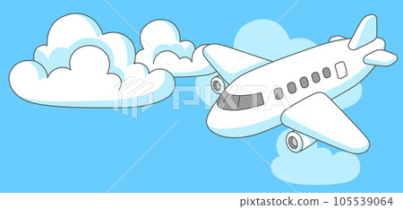 Banner with airplane and clouds. Travel illustration and tourism background. Banner with airplane and clouds. Travel illustration and tourism background. 105539064