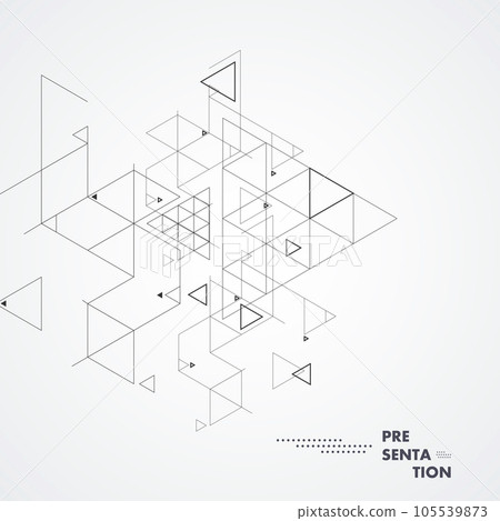 Connecting lines and dots for science network pattern. Hexagon and triangles design. Construction element network 105539873