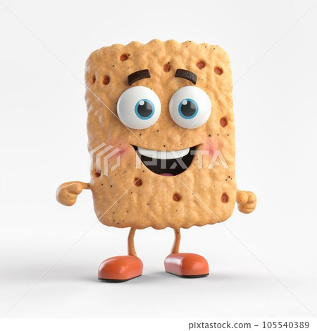 cool animated cartoon colorful biscuit cheeky cookie, Generative AI 105540389