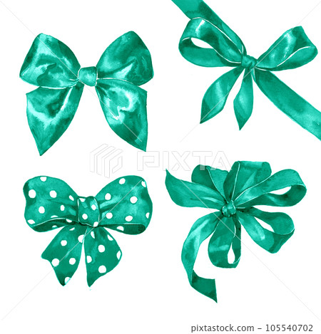 Watercolor turquoise bow set 105540702