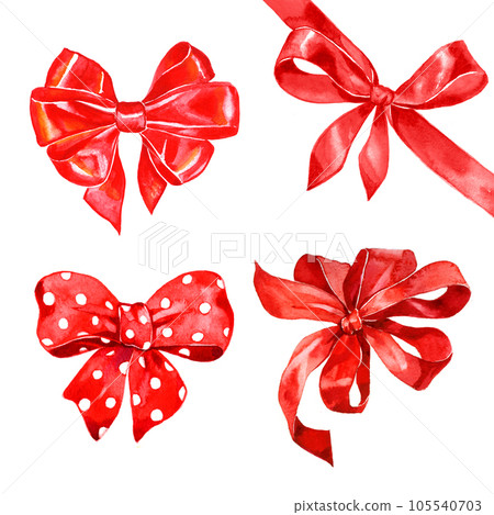 watercolor collection of red bows 105540703