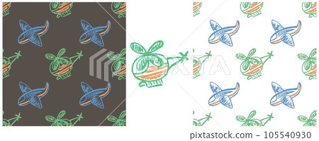 Set drawings with wax crayons. Print for cloth design, textile, fabric, wallpaper, wrapping paper 105540930