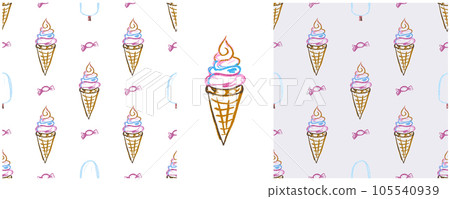 Set drawings with wax crayons. Print for cloth design, textile, fabric, wallpaper, wrapping paper 105540939