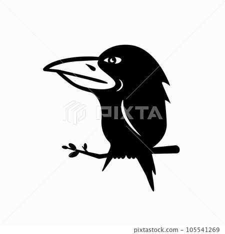 Raven with big beak black symbol isolated on white background 105541269