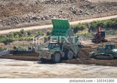 Naruse Dam during concrete placement work Naruse Dam during concrete placement work 105541900