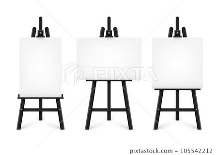 Monochrome picture, Wooden easel with a sheet of paper, vector