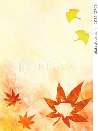 Japanese paper background and autumn leaves 105542706