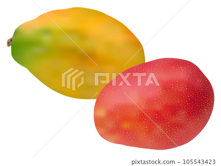 "Papaya (Papaya)" and "Mango" two sideways overlapping 105543423