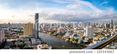 Aerial view of Khlong San and Chao Phraya river in Bangkok, Thailand Aerial view of Khlong San and Chao Phraya river in Bangkok, Thailand 105543667
