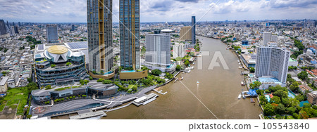 Aerial view of Icon Siam mall on the chao phraya river in khlong san, bangkok, Thailand Aerial view of Icon Siam mall on the chao phraya river in khlong san, bangkok, Thailand 105543840