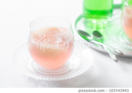Summer snack time with handmade peach jelly and melon soda Summer snack time with handmade peach jelly and melon soda 105543943