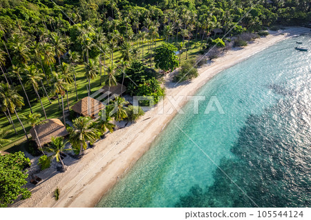 Aerial view of Haad Tien Beach in shark bay, koh Tao, Thailand Aerial view of Haad Tien Beach in shark bay, koh Tao, Thailand 105544124