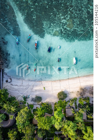 Aerial view of Haad Tien Beach in shark bay, koh Tao, Thailand Aerial view of Haad Tien Beach in shark bay, koh Tao, Thailand 105544216