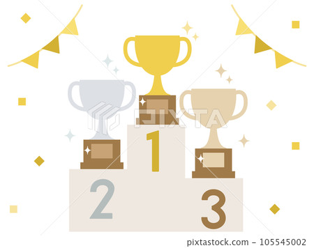 結合領獎台和獎杯的插圖 105545002