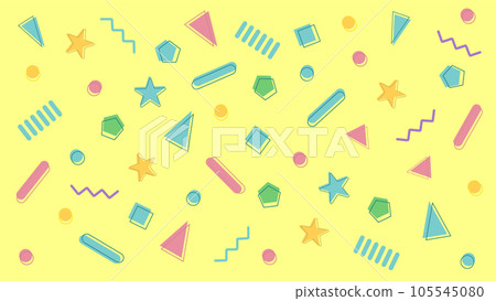 可愛的幾何圖案復古流行背景圖（黃色背景） 105545080