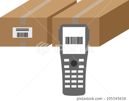 讀取紙板條碼的終端插圖 105545638