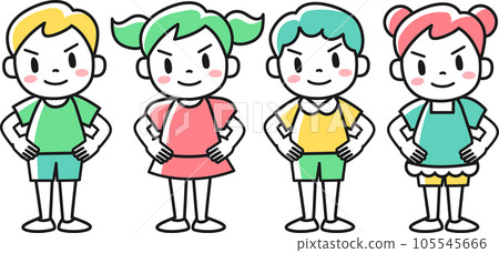 孩子們雙手叉腰，一臉自豪 105545666