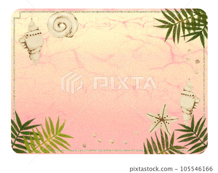 Frame material [Plumeria, palm, shellfish] Sea message 105546166