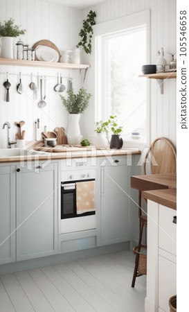 藍色調的時尚廚房 105546658