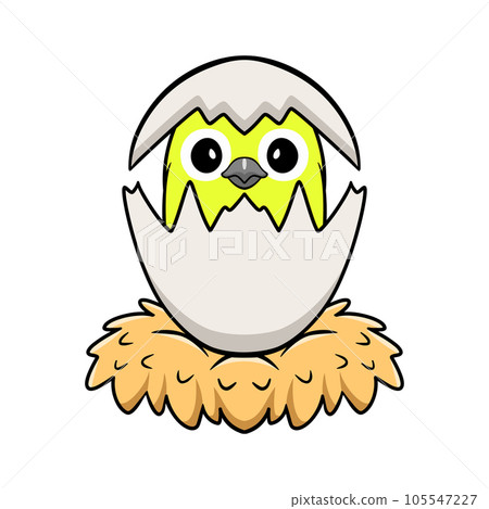 Cute warbling white eye bird cartoon inside from egg Cute warbling white eye bird cartoon inside from egg 105547227