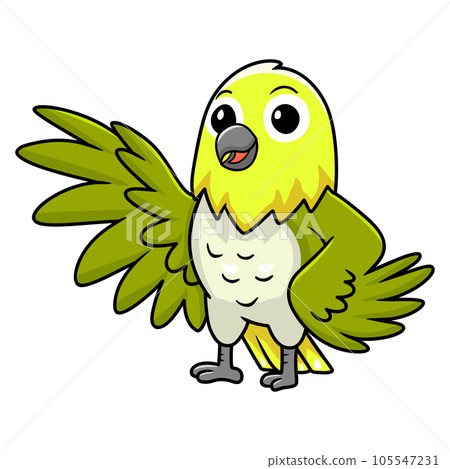 Cute warbling white eye bird cartoon waving hand Cute warbling white eye bird cartoon waving hand 105547231