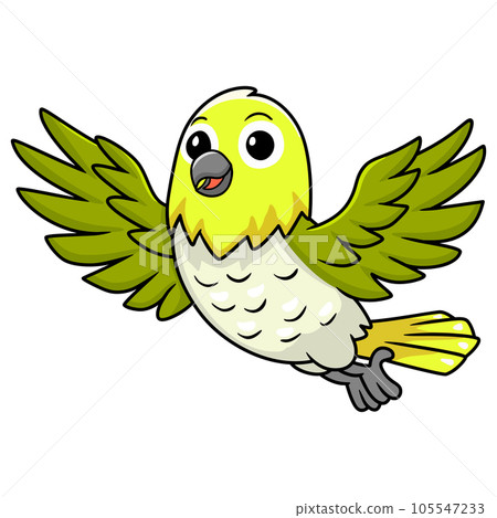 Cute warbling white eye bird cartoon flying Cute warbling white eye bird cartoon flying 105547233
