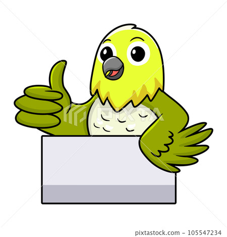 Cute warbling white eye bird cartoon giving thumb up 105547234