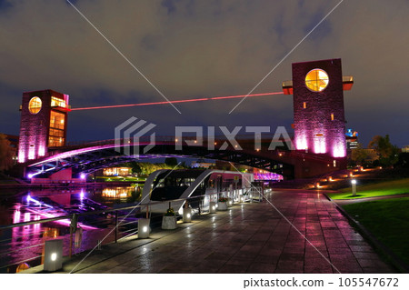 [富山縣] 晴天時的富岩運河環水公園夜景 105547672