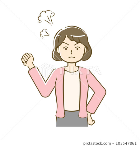 Upper body illustration of an angry woman-friendly simple touch Upper body illustration of an angry woman-friendly simple touch 105547861