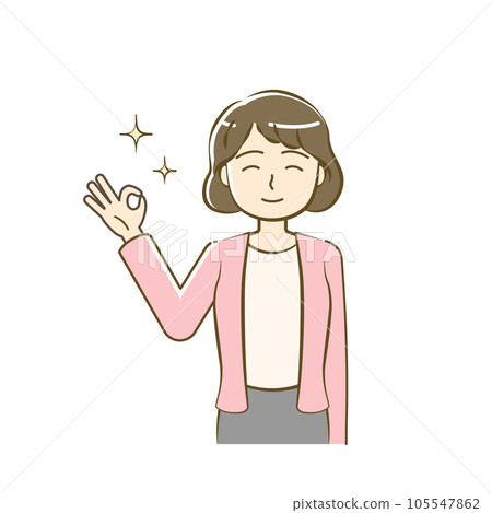 Female upper body illustration of OK pose-friendly simple touch Female upper body illustration of OK pose-friendly simple touch 105547862