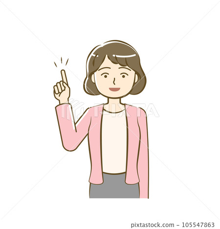Upper body illustration of a woman in a pointing pose-friendly simple touch Upper body illustration of a woman in a pointing pose-friendly simple touch 105547863