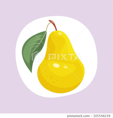 Ripe juicy pear in a flat cartoon style. Delicious fruit. Vector illustration. 105548239