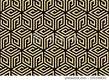 Abstract geometric pattern. A seamless vector background. Gold and black ornament. Graphic modern pattern. Simple lattice graphic design Abstract geometric pattern. A seamless vector background. Gold and black ornament. Graphic modern pattern. Simple lattice graphic design 105548645