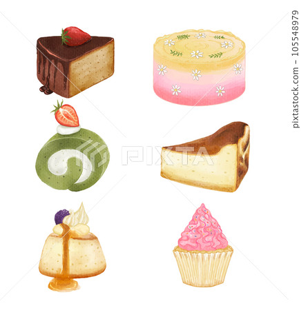 Set of Cake sweet dessert bakery watercolor-插圖素材 [105548979] - PIXTA圖庫