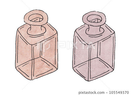 棕色和深棕色瓶子塗有透明水彩 105549370