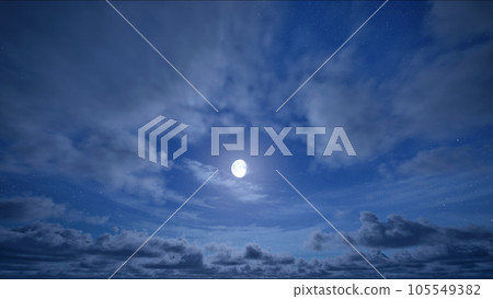 Full moon night and starry sky with moving clouds Full moon night and starry sky with moving clouds 105549382