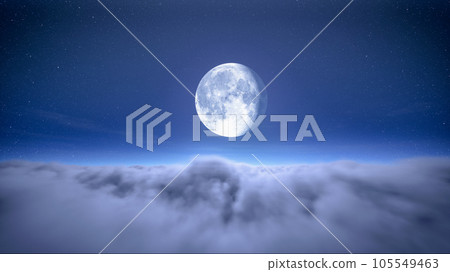 Full moon night and starry sky with moving clouds Full moon night and starry sky with moving clouds 105549463