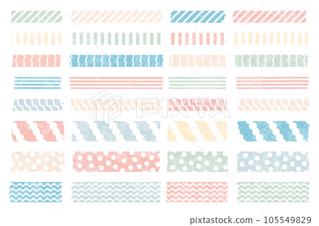 Watercolor style masking tape vector illustration set / patterned / stripe / design / pale / stationery Watercolor style masking tape vector illustration set / patterned / stripe / design / pale / stationery 105549829