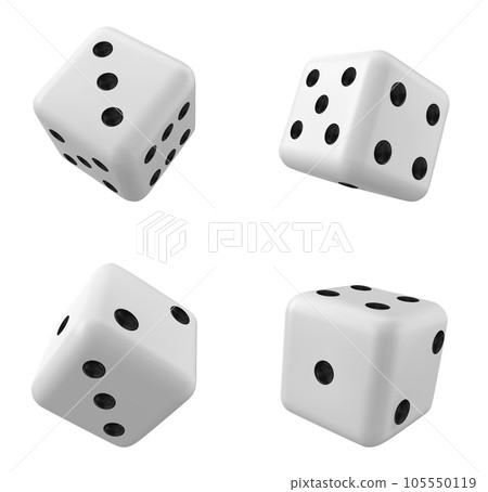White 3d isolated realistic dice for casino game White 3d isolated realistic dice for casino game 105550119