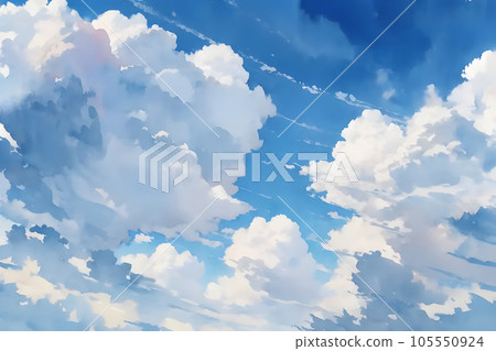 藍天和雲彩水彩插圖 藍天和雲彩水彩插圖 105550924