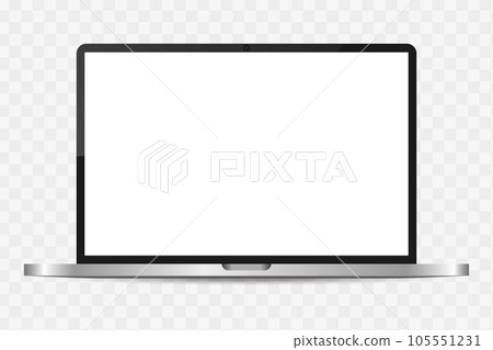 Realistic grey laptop or notebook mockup. Modern office device. 3D vector object with dropped shadow Realistic grey laptop or notebook mockup. Modern office device. 3D vector object with dropped shadow 105551231