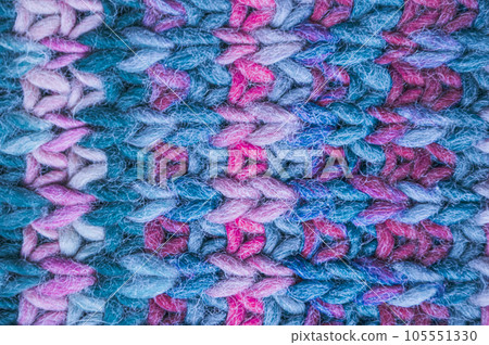 Handmade knitting texture with detail wool threads. Handmade knitting texture with detail wool threads. 105551330