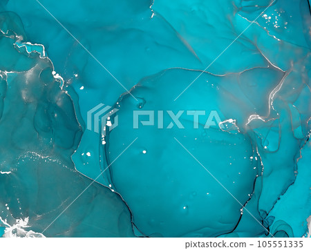 Luxury Ocean Water. Alcohol Inks Hand Painted 105551335