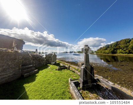 The historic Abbey Graveyard in Donegal town, which was build by Hugh O Donnell in 1474, in County Donegal - Ireland The historic Abbey Graveyard in Donegal town, which was build by Hugh O Donnell in 1474, in County Donegal - Ireland 105551484