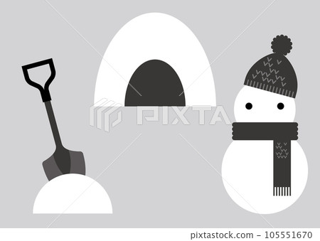 堆雪人和枕頭的插圖 105551670