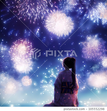 girl looking up at the night sky 105552298