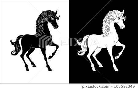 Horse Cartoon Cute Animal Character Illustration 105552349