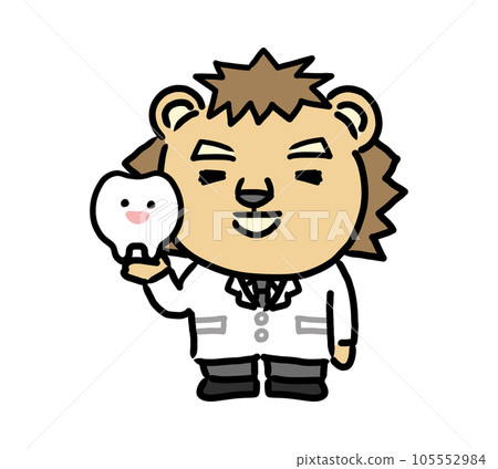 擬人獅子醫護人員解釋牙齒 105552984
