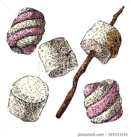 marshmallow candy set sketch hand drawn vector marshmallow candy set sketch hand drawn vector 105553141