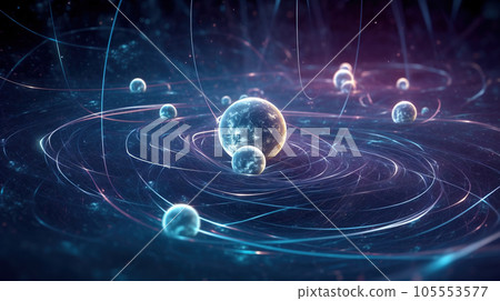 Quantum mechanics, scientific concept of modern physics. AI generated. 105553577